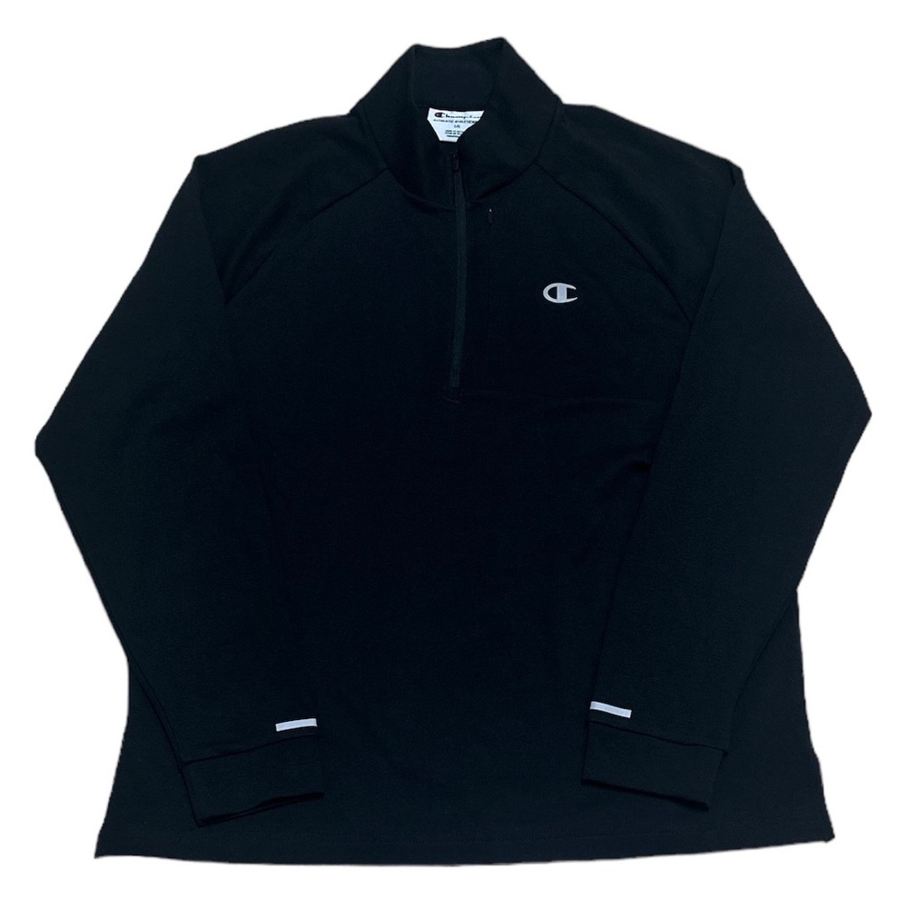 Champion Sweatshirt Half Zip Men’s L Black Grey Logo Pullover Outdoor Activewear